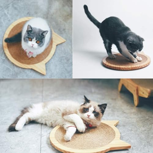 Kratzbrett Wand förmige Kratzpappe Kratzmatten für Katzen Katzenkratzmatte Schützt Teppiche und Sofas für Wand und Ecke (Wooden-M)