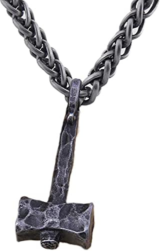 YCYR Vintage Thors Hammer Anhänger Männer Halskette, Nordische Mythologie Wikinger Odin Mjolnir Totem Amulett, Mittelalterlicher Ritter Skandinavischen Heidnischen Schmuck
