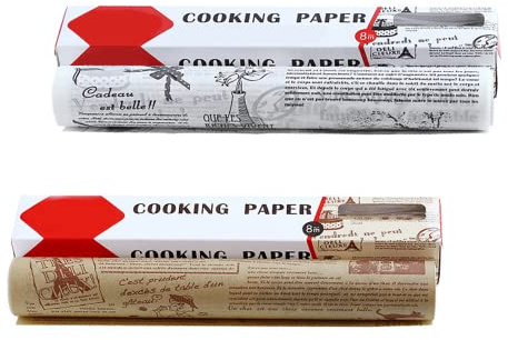 SUPGOMAX 2 rollos de papel antiadherente de 800 x 30 cm, papel desechable, resistente a la grasa, papel sándwich Wrap, papel manteca, papel encerado para cocina, hornear