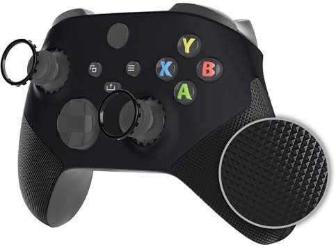 eXtremeRate ASR Verción Carcasa y Grips de Goma para Xbox Series X/S Mando Placa Frontal Cubierta Empuñaduras Grips Cover con Anillos de Acento para Xbox Series S X Control-No Incluye Mando(Negro)