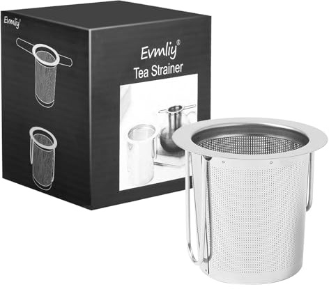 Tea Infuser, Evmliy Stainless Steel Tea Strainer Sitting in Mugs, Tea Infusers for Loose Tea, Tea Diffuser Long-Handled Tea Strainers Tea Filters, Loose Leaf Tea Steeper for Herbs Spices