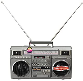 New Wave Toys M90 Micro Blaster Replica Boombox Portable Wireless Bluetooth Speaker with 40 Inch Silver Necklace Chain, Dual 6W Micro Speakers, 20 Hour Playtime