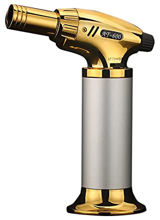 Chalumeau de Cuisine Torche de Cuisine Brûleur à Gaz Butane, pour la Cuisine Home DIY Brûlée, Barbecue, Bougies (Butane Non Inclus),Silver,135mm