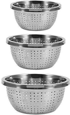Alvinlite Sieb 3er-Set, mikroperforierte Siebe aus Edelstahl zum Abtropfen Spülen Waschen, ideal für Pasta, Gemüse, Obst, strapazierfähig und spülmaschinenfest Sieb-Set