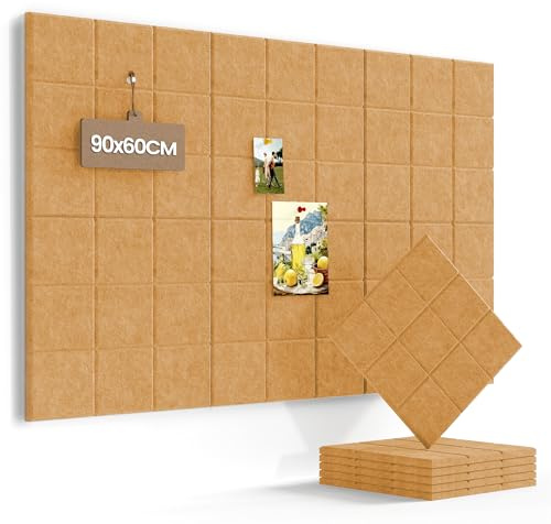 90x60cm Große Filz Pinnwand Selbstklebend: Extra Stark Klebend 6er Pack | Filzboard als Korkwand Alternative - Dekorative Fotowand and Memoboard - Pinnwand Modern für Büro Wanddekoration Kinderzimmer