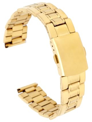 HURRISE Edelstahl-Uhrenarmband mit Schnellverschluss, Doppelverschluss,Ersatz-Metall-Premium Metallarmband Ersatzarmband für Smartwatch Herren,Gold (20mm)