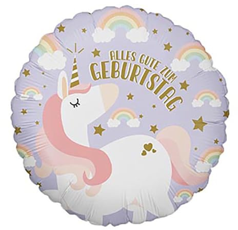 18/Ø46cm Folienballon Alles Gute zum Geburtstag Einhorn