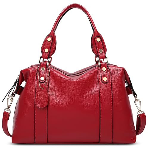 FORRICA Handtasche Damen Umhängetasche Große Elegant Weich PU Leder Henkeltaschen Frauen Schultertaschen Damentaschen für Arbeit Reisen Einkaufen Rot