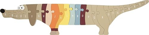 small Foot Buchstabenpuzzle Hund aus Holz, mit 26 Puzzleteilen zum Lernen des Alphabets, für Kinder ab 3 Jahren, 12413