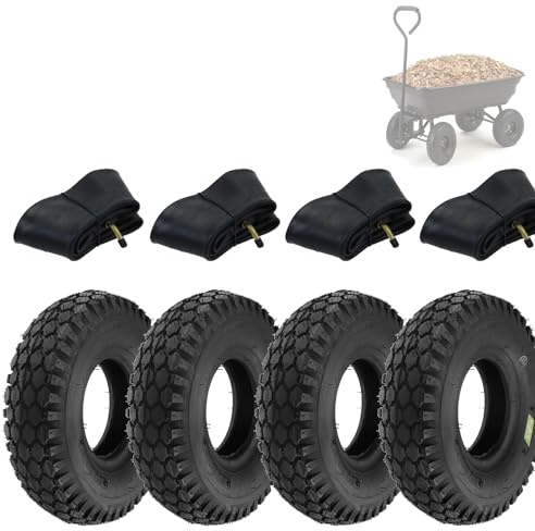 ECOVELO 4 pneus 4.10/3.50-4 + chambres TR87 pour chariot multifonction remorque de jardin pneus de rechange