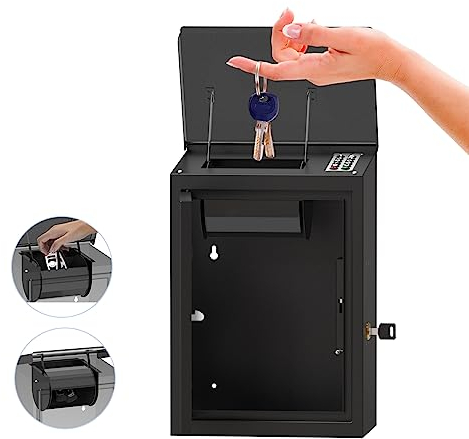 DiDiHere Key Drop Box with Smart Lock for Outside Wall Mount, Key Return Box for Automotive,Anti-Thief & Waterproof Design for Outdoor, Heavy-Duty Secure Storage Box for Hotel,Car Rental