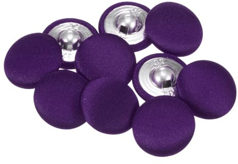 QUARKZMAN 10 Stück Knöpfe Violett mit Stoffbezogene 20 mm Nähknöpfe Rund Stoffüberzug Knopf Ösenknöpfe für Mantel Hosen Anzüge Kleider Blusen Kleider Strickjacken Jeans DIY Dekorieren