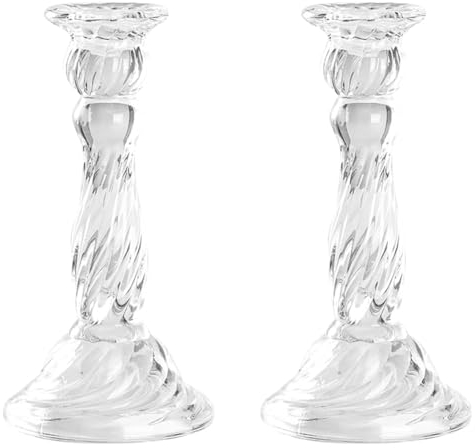 Pawlickio Kerzenhalter Aus Glas, Spitzkerzenhalter, Kandelaber für Tisch, Hochzeit, Feier, Tafelaufsatz, Spitzkerzenhalter B