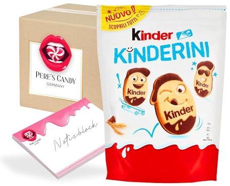 Pere's Candy Bundle für 1 x Kinder Kinderini 250g Milch- und Kakao-Mürbekekse + Pere's Candy Notepad DIN A7-25 Blatt