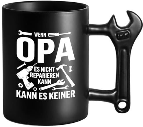 Opa Tasse mit Schraubenschlüssel Griff, Bester Opa Geschenk | Wenn Opa Es Nicht Reparieren Kann Kaffeetasse für Bester Großvater Opa Geburtstagsgeschenk Weihnachten Vatertag Geschenk