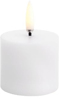 UYUNI-Beleuchtung | Flammenlose LED-Stumpenkerze | Batteriebetriebene Kunstkerze mit flackernder 3D-Flamme, nordisches Weiß, 5 x 4,5 cm