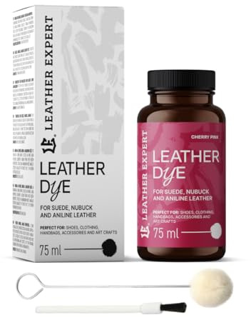 Penetrating Leather Dye - Lederfarbe Cherry Pink 75 ml - Ideal zum Schuhe, Handtaschen und Accessoires – inkl. Applikator & Pinsel - Schuhfarbe für Wildleder, Nubuk- und Anilinleder (16 Farben)