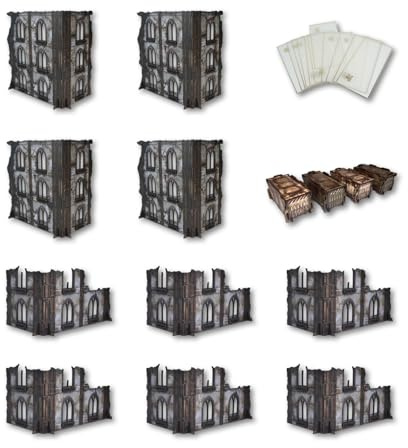 Lighter Creative 14PCS Terrain Set for WH40K WTC Tournament and 28mm/32mm Miniatures, 40K Terrain Battlezone Creation Kit, Ashfall Citadel