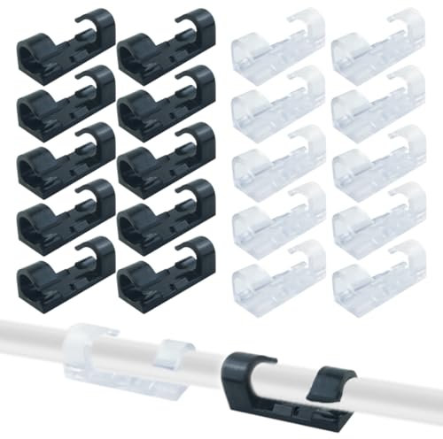 DLPRK 40 Pezzi Clip per Cavi, Organizzatore di Cavi, Gestione del Cavo, Fermacavo Adesivo, Clip Fermacavi, Ferma Cavi Scrivania, Passacavi per TV, PC, Laptop, Casa e Ufficio, Pads Forti (7mm)