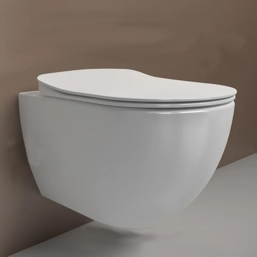 Creavit Dusch-WC, spülrandlos, Bidetfunktion, Softclose, Weiß | Kaltwasser-Taharetdusche, randlose Keramik, antibakterieller Soft-Close-Sitz und Montagematerial inklusive