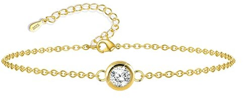 ASH'S CHOICE Gold Armbänder für Damen Frauen, 14K Vergoldet Charm Armband mit Zirkonoxid Kugel Silber 925 Verstellbare Armband Gold Ketten Freundschaftsarmbänder Gold Damen Frauen Schmuck Geschenk
