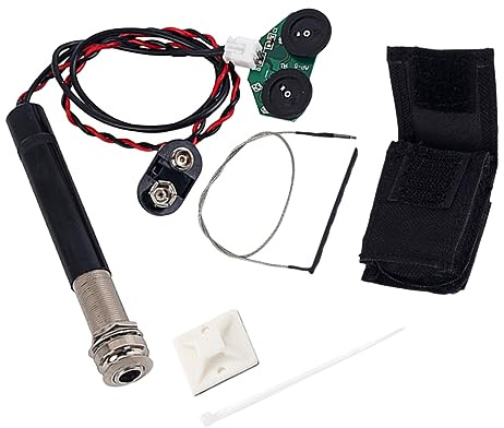 ifundom Piezo Tonabnehmer Endpin Buchse Akustikgitarre mit Lautstärke und Klangregelung Aktiver Vorverstärker Unauffällige Montage für Folk und Konzertgitarren Langlebiges Material