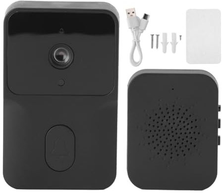 Gvvsjgdbis Timbre Inteligente Tuya con Visión HD, Intercomunicador Bidireccional WIFI, Visualización en Tiempo Real para de Seguridad Doméstica, Negro