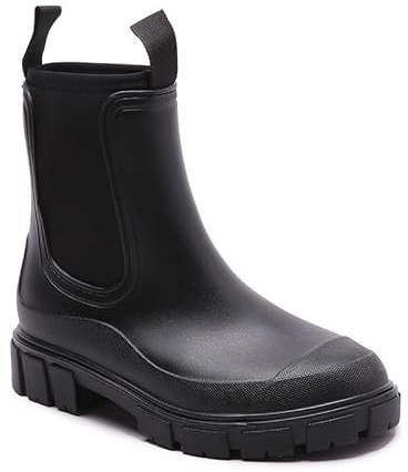 Harssidanzar Mujeres Botas de Lluvia Cortas Impermeable Zapatos de Jardín Antideslizante Tobillo Bota de Chelsea para el Trabajo al Aire Libre HL216EU