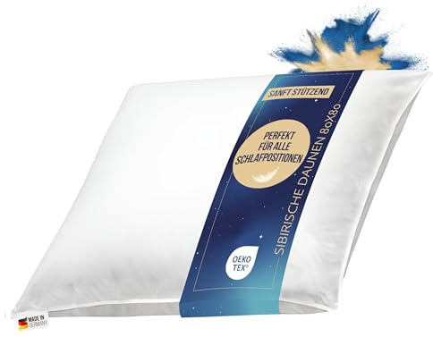Kopfkissen Daunenkissen sibirische Daunen 500g weich 80x80 100% natur