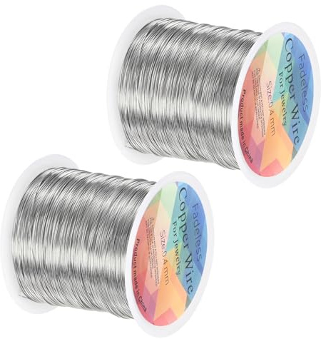M METERXITY 2 Rollen Schmuckdraht Basteldraht 0.4mm 26 Gauge Silber Weiß