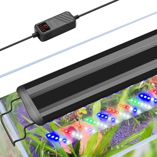 FEDOUR 60-80CM Aquarium LED Beleuchtung, Vollspektrum Aquarium Licht für Pflanzen mit Timer-Funktion, Ausziehbare Metallhalterungen, für Fisch- und Pflanzen Aquarien