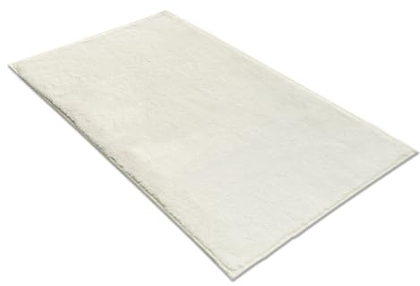 Comart - Tappeto Arredo Puffy - Design Moderno - Lavabile in Lavatrice - Fondo Antiscivolo - Super Morbido - Pelo Corto - Tappeto per Salotto e Camera da Letto - Bianco - Rettangolare 50x90 cm