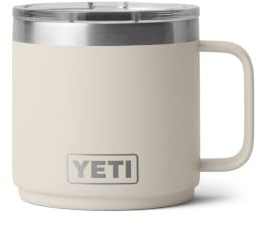 YETI Rambler 14 oz Ceramic Lined Stackable Mug, Vacuum Insulated, Stainless Steel with MagSlider Lid, Cape Taupe