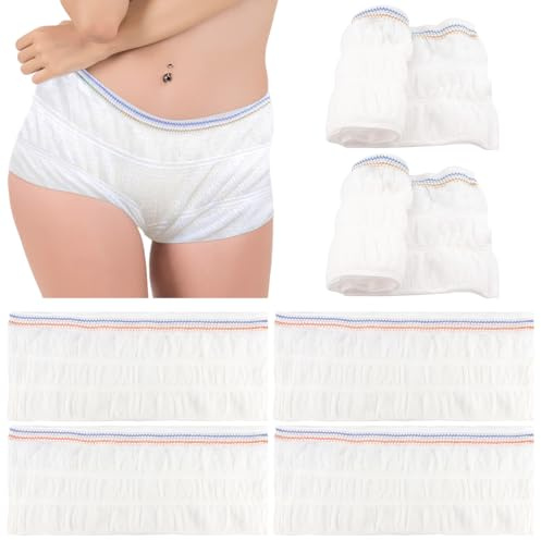 Qerutk 6Pcs Net Pants for Incontinence Pads, Women's Net Knickers High Density Mesh Disposable Pants, Incontinence Stretch Net Pads, for Daily Use, Travel, Pregnant Women (White, M