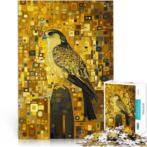 Quizspiel Goldener Falke im Gustav-Klimt-Stil 1000-Teile-Puzzle für Teenager 50x75cm Die Liebe zwischen Paaren stärken ab 14 Jahren