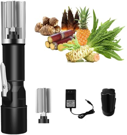 Pelador de caña de azúcar eléctrico, 188 W, automático, con 2 Cabezales de Cuchillas, Cuchillo for pelar piña, 2 Modos de conmutación, 7500 RPM, for Coco, Calabaza, melón de Invierno y Taro.
