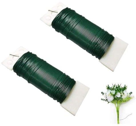 WUSJCOF 2er Bindedraht Set Blumendraht Wickeldraht Basteldraht für Blumen, Pflanzen, Rosen und Basteln,Weihnachtsdekoration (100M, 0.35mm) (Grün)