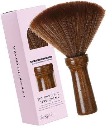 Spazzola per la pulizia dei capelli randagi con manico in legno naturale, multi superfici, uso per la cura del collo del salone e la spazzola da barbiere amichevole