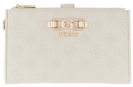 GUESS Geldbörse Anise SLG Double Zip Organizer Stone Logo Creme