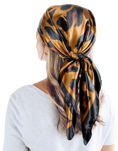 QBSM 35'' Satin Seidentuch – Großes Quadratisches Kopftuch für Frauen, Seidenschal für Haar, Schlaf & Hals (90x90cm)