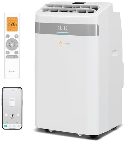 EcoNour 12000 BTU Portable Air Conditioner, 3-in-1 Cooling, Fan, Dry | Quiet AC Unit for Bedroom/Office | Smart App/Voice/Remote Control | Universal Window Kit | 3.6L/H Dehumidification