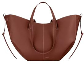 CORIOS Borsa a Mano da Donna Borse a Spalla a Tracolla a Forma di Mezzaluna PU Pelle Borse Secchiello Grande Borsa per la Spesa Elegante Tote 2 Pezzi per Quotidiano Lavoro e Shopping Cognac S