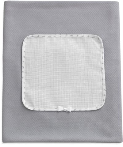 La Chiocciolina Copertina Lettino Punto Croce – Tessuto Interlock Rombetto Grigio con Inserto in Tela Aida 55 Fori da Ricamare – Coperta Primaverile per Neonato e Bambino