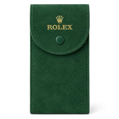 ROUHO Velours Uhrenetui Grün Stoff Uhrentasche Einzeln Armbanduhren Aufbewahrungshalter Druckknopfverschluss für Rolex GMT‑Master II