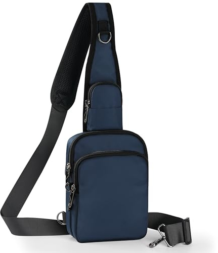 BROADREAM Bolso Bandolera Hombre antirrobo Bolsa Pecho Pequeña con múltiples compartimentos, Bolsa de Pecho Cintura Riñonera Bolso Cruzado con cierre de cremallera y bloqueo RFID, resistente al agua