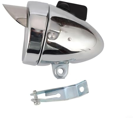 ComfyHarbor Faro delantero clásico cromado retro LED con ángulo de visión de 160°, carcasa de metal para luz de bicicleta para seguridad de conducción nocturna, color plateado