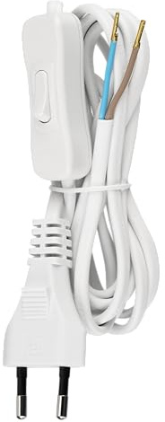 REV 0505680555 Câble d'alimentation avec interrupteur et fiche européenne Blanc 2 m max. 2 A