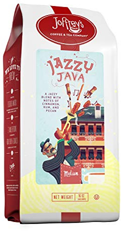 Joffrey's Coffee - Jazzy Java, Flavored Coffee, Artisan Medium Roast, Arabica Coffee Beans, Cinnamon, Rum and Pecan Flavour, Gluten Free, Sugar-Free, Allergen-free (Ground, 16 oz)