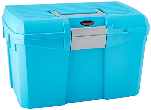 Covalliero Siena rengöringsbox, capriblå, 40 x 26 x 24, plast, med avtagbar insats, med penselhållare, hästar