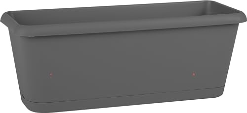 EDA - Jardinière Chorus 7,5 L - Plateau Clipsé avec Réserve d'eau - Drainage en Croix - 39,8 x 18,8 x 16,1 cm - Gris Anthracite